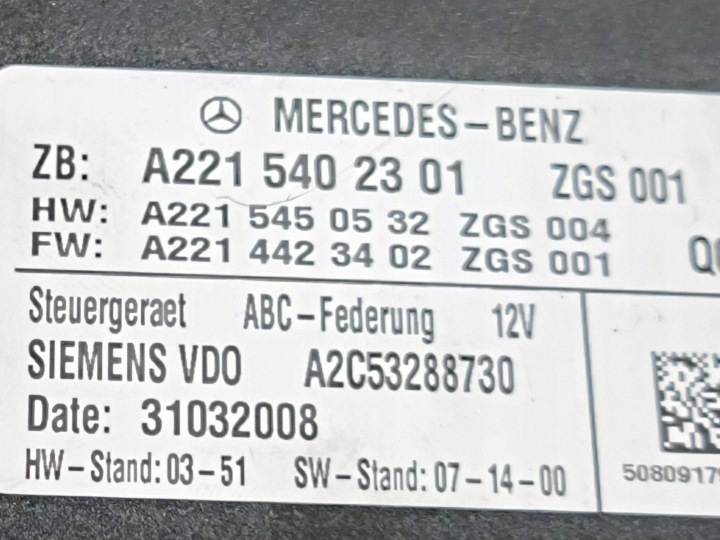 ABC ενότητα ελεγκτή ανάρτησης Mercedes W221 9