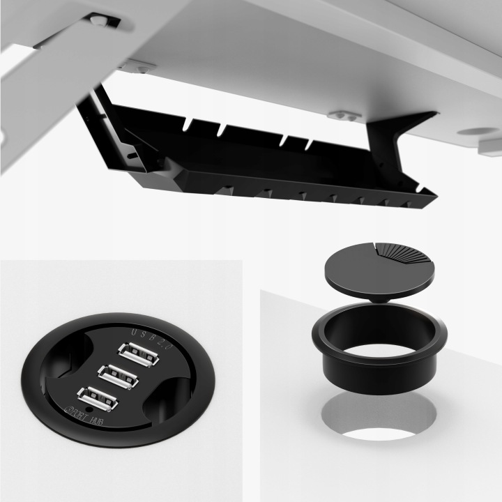 Письмовий стіл геймерський з надставкою Mark Adler білі 3 x usb 2.0 HUB маленькі 115x60 см — фото 11