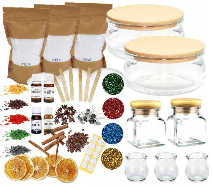Sada na výrobu svíček Diy sada elegantní sklo 210 ml sklenice 120 ml