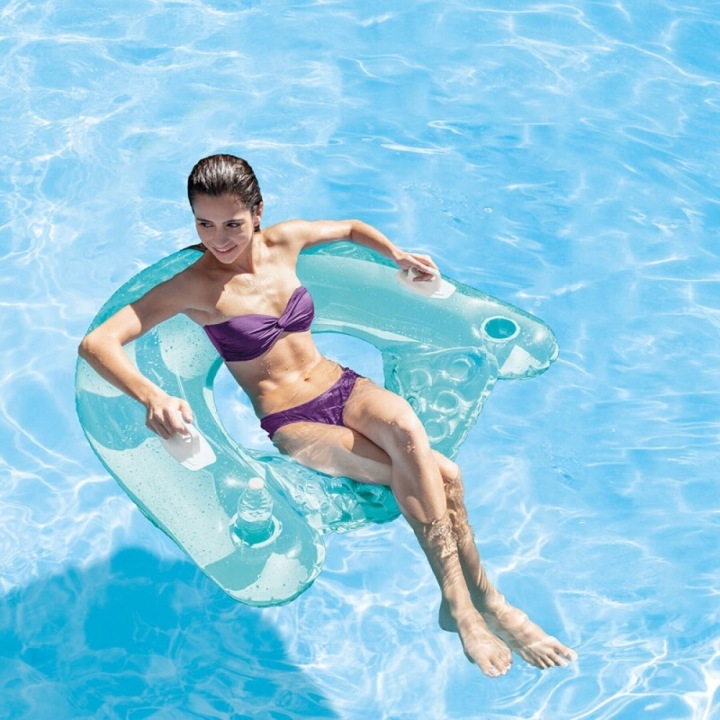 FOTEL DMUCHANY Z OPARCIEM DO PŁYWANIA LEŻAK INTEX NIEBIESKI MATERAC KRZESŁO Marka Intex