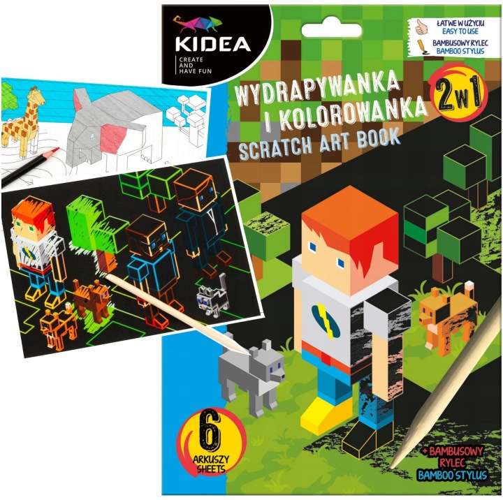 KIDEA скретч-розмальовка і розмальовка 2 в 1 GAME пікселі — фото 5
