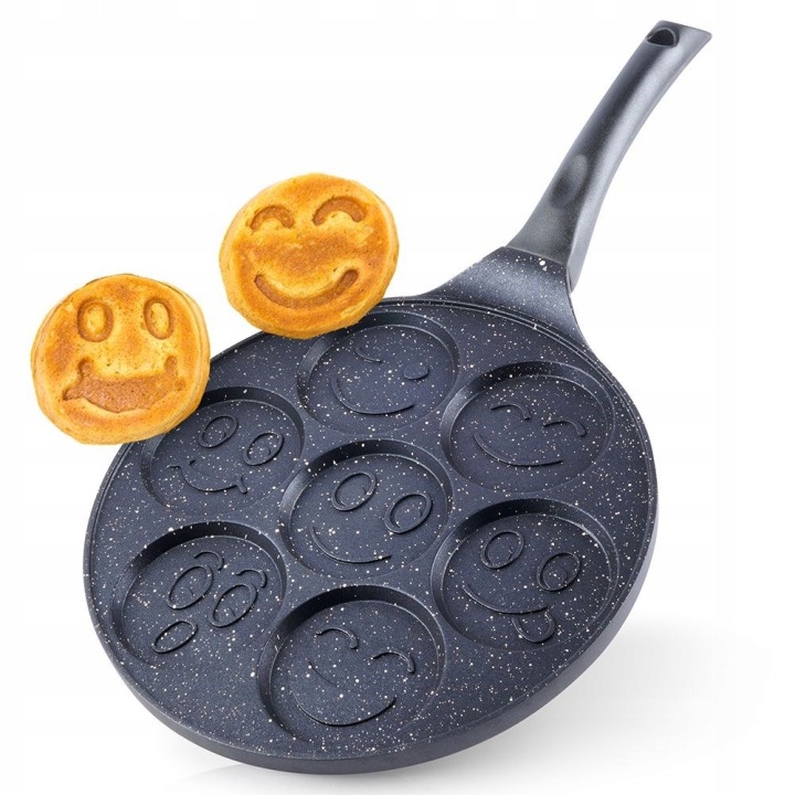 Granitová pánev na sázená vejce, placky, palačinky, pancakes, Smajlíci