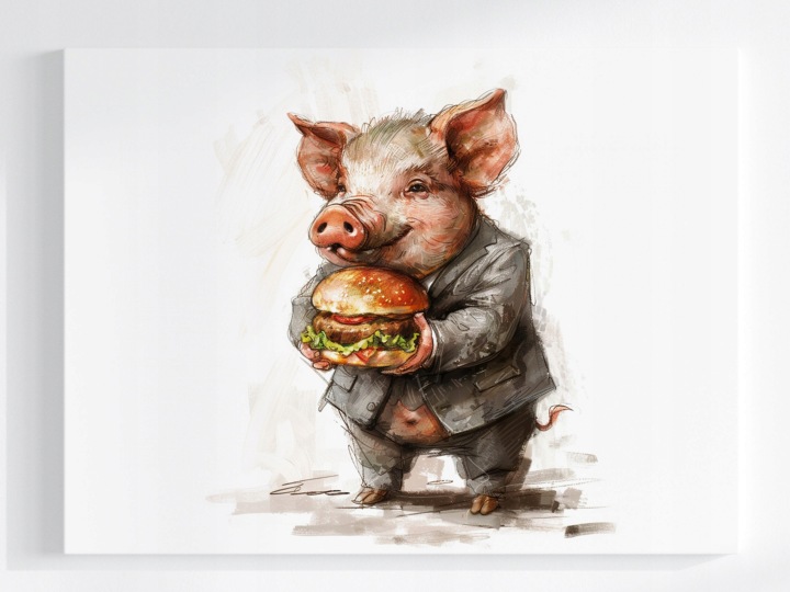 Plakát Grafika Prasátko Hamburger 100x75