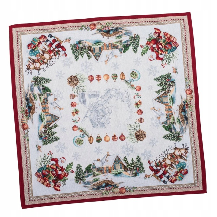 Gobelínový ubrus 97x100 cm elegantní vánoční vzor zimní město Mikuláš