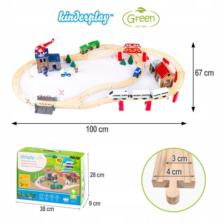 KINDERPLAY залізниця дерев'яна трек вагони потяг на батарейки — фото 15