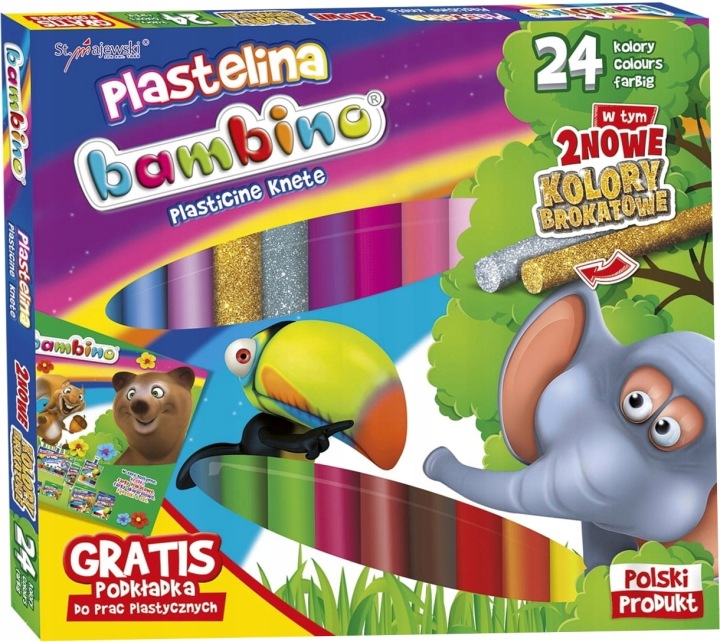 Пластилін BAMBINO шкільна 24 кольори + підкладка для дітей кольорова набір — фото 2