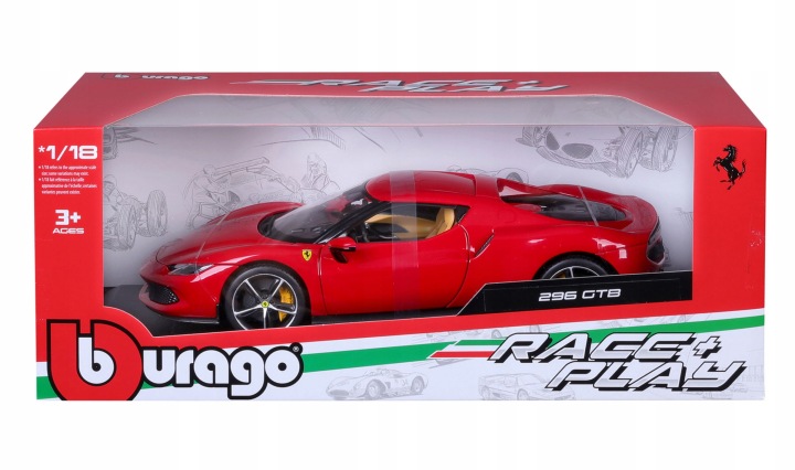Bburago Ferrari 296 GTB 1:18 Bburago 18- 16018 червоний італійський автомобіль — фото 7