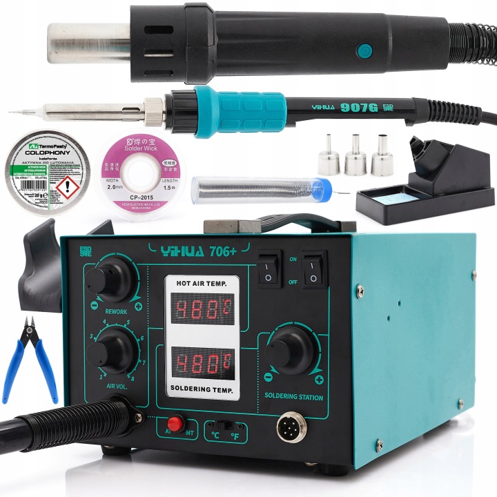 Svařovací Pájecí Stanice Yihua 706+ 640W Sada Příslušenství Kleště Cín