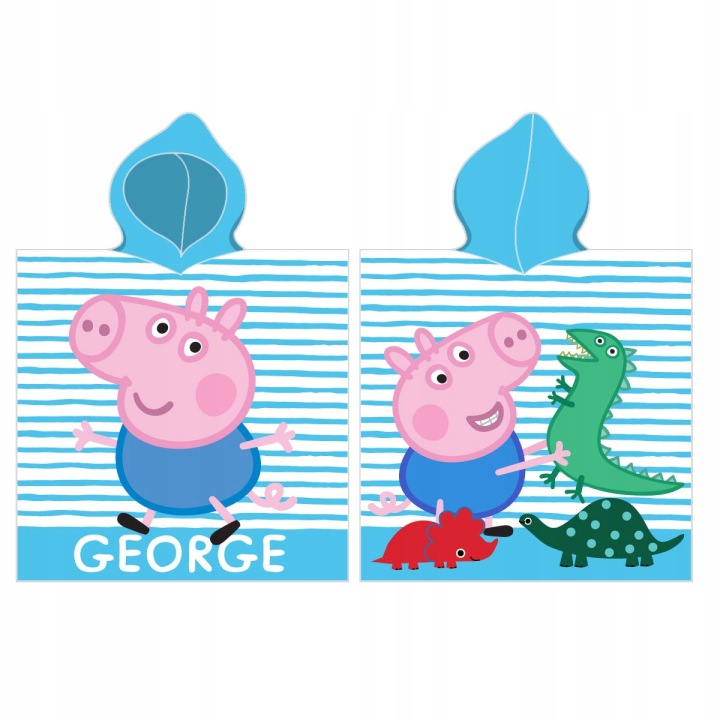 Накидка з капюшоном пончо 110x55 см для купання пляжні з бавовни Пеппа GEORGE
