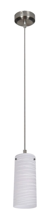 Závěsná lampa chromovaná, bílá, skleněné ozdobné stínítko nad stůl Rabalux