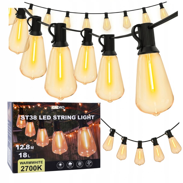 Led Zahradní Světelná Girlanda 17 m Zahradní Lampy Na Elektřinu 25 Žárovek