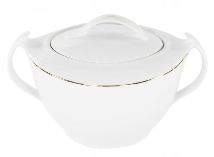 Ćmielów Akcent Polévková váza 3 l s porcelánovým víkem 3603 Zlatá linka
