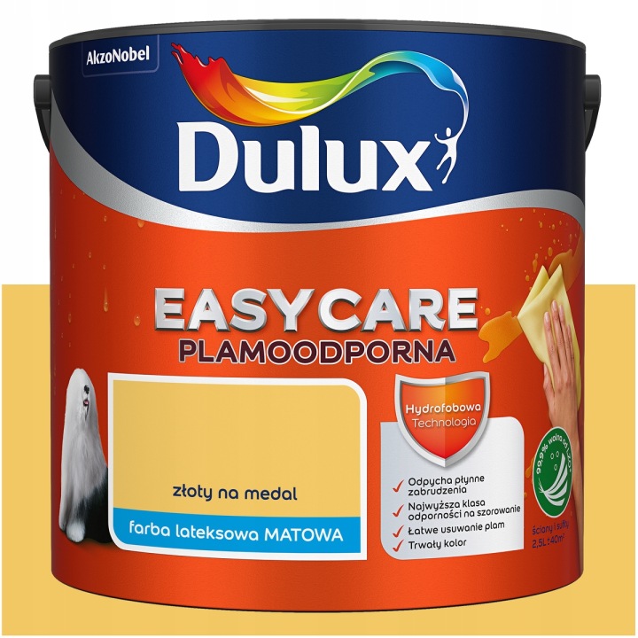 Barva na stěny stropů odolná vůči skvrnám Dulux Easycare Zlatá na medaili 2,5L