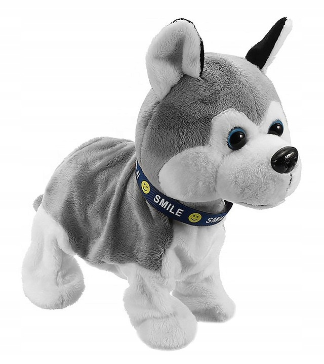 INTERACTIVE DOG HUSKY DOG ROBOT RESPONDS TO THE TOUCH BARK WHIMPERING SITS Kid's age 3+ years