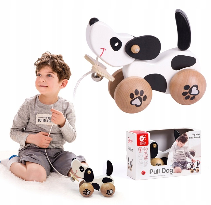 PIESEK DO CIĄGNIĘCIA PCHACZ CIĄGACZ DREWNIANY DO NAUKI RACZKOWANIA SZNUREK