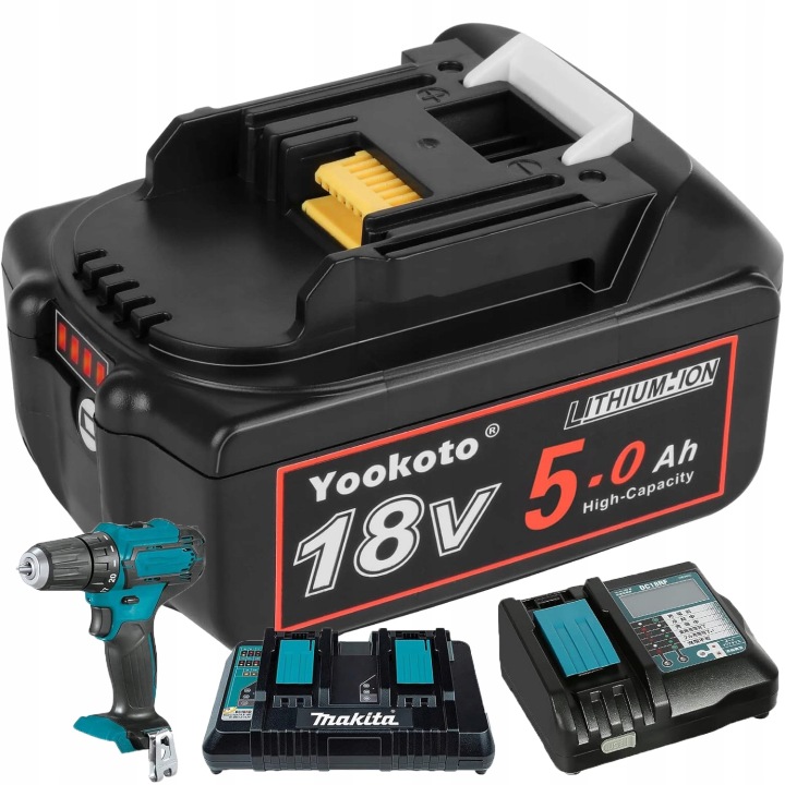 Akumulátor pro Mk 18V BL1860B BL1850 Led Baterie 5000 mAh