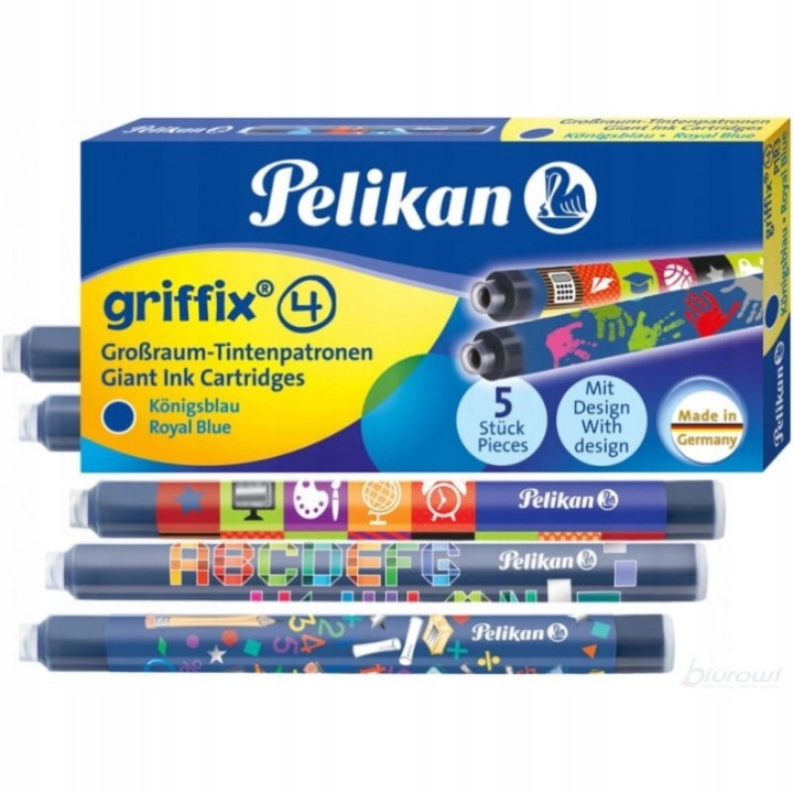 Патрони для пера вічного чорнильні довгі Griffix 5 шт. PELIKAN — фото 2