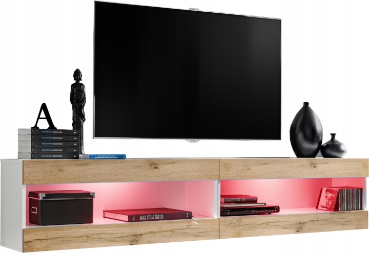 Sada nábytku Rtv Tivoli SET4 Bílá/Dub Wotan, Rgb Led