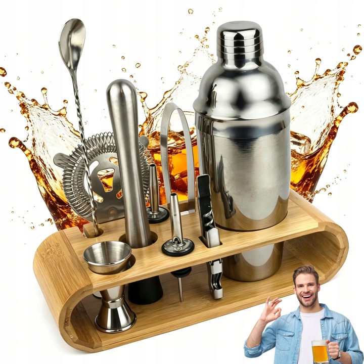 Barmanská Sada 10v1 Shaker Na Nápoje Koktejly Exkluzivní XXL Sada