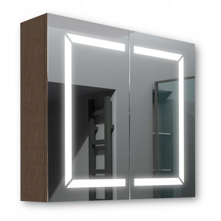 Dřevěná skříňka 80x70 Led zrcadlo Freya Wenge