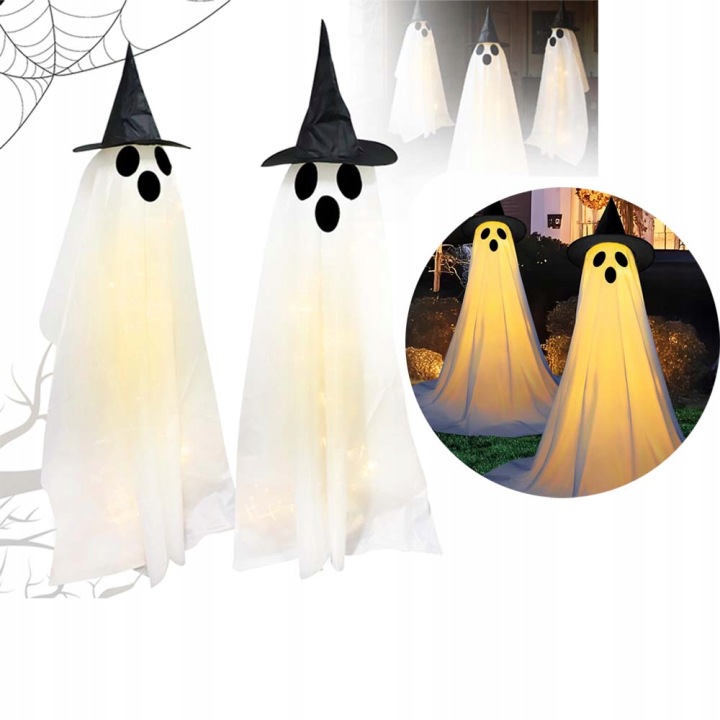 Hedvábná Led dekorace s dálkovým ovládáním, balónky a klobouky na Halloween
