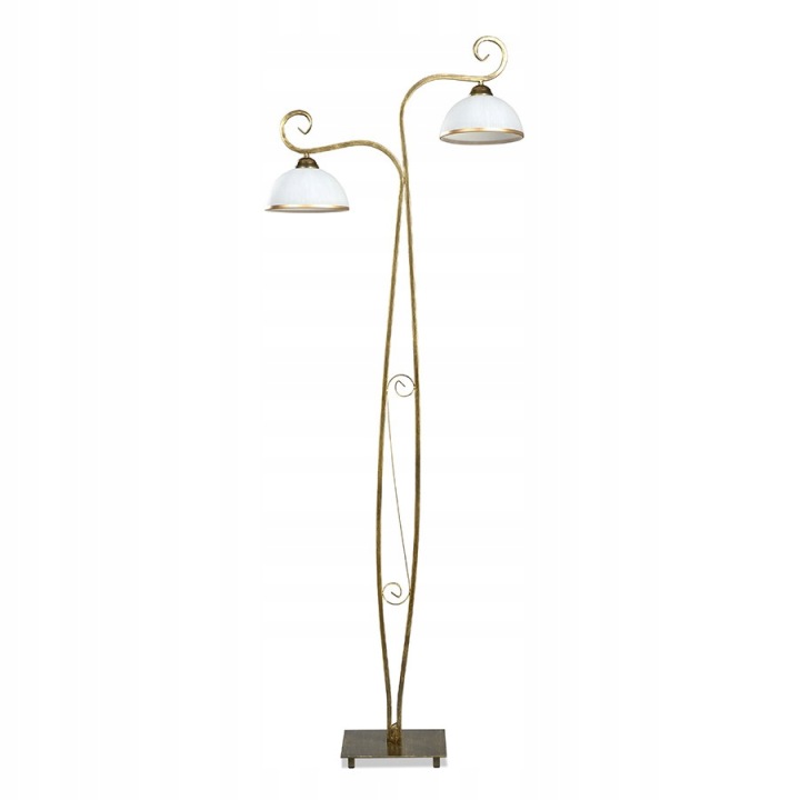 Podlahová lampa Wivara LP2 zlatá, 2×E27, skleněné stínítko, 160 cm