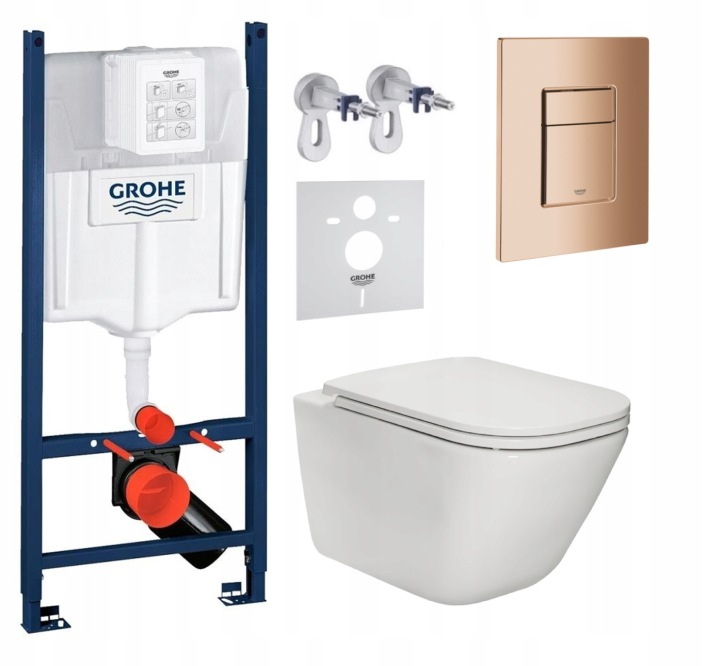 Wc Set Stelaz Grohe Wc Mísa Rim Roca Gap Tlačítko Fresh měď