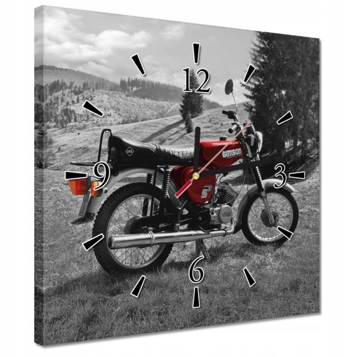 Hodiny 30x30 Červený Simson S51 E