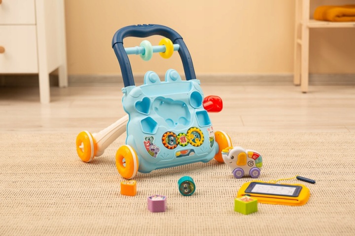 Розвивальна каталка ходунки інтерактивні для дітей Zoo синій Toyz — фото 11