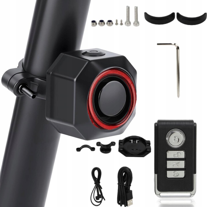 Alarm rowerowy do roweru alarm na rower z pilotem lampa lampka rowerowa tył