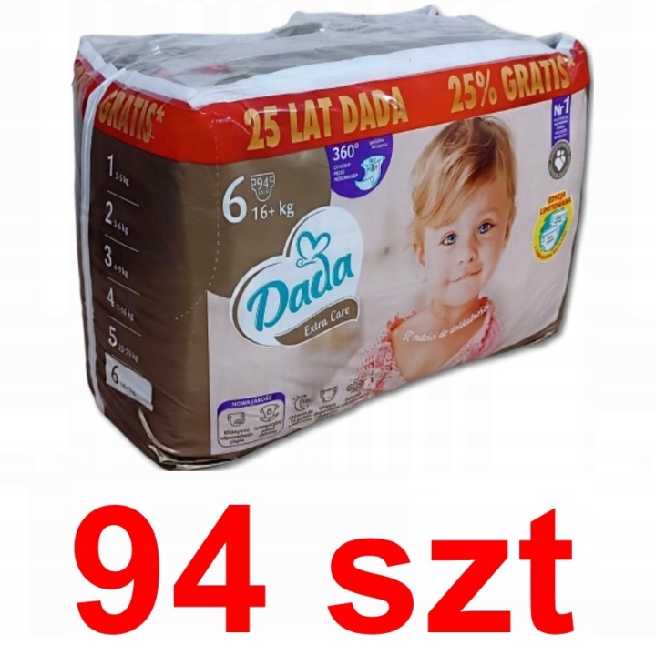 Dada Підгузки одноразові Extra Care 6 extra large 16+ кг 94 шт. — фото 2