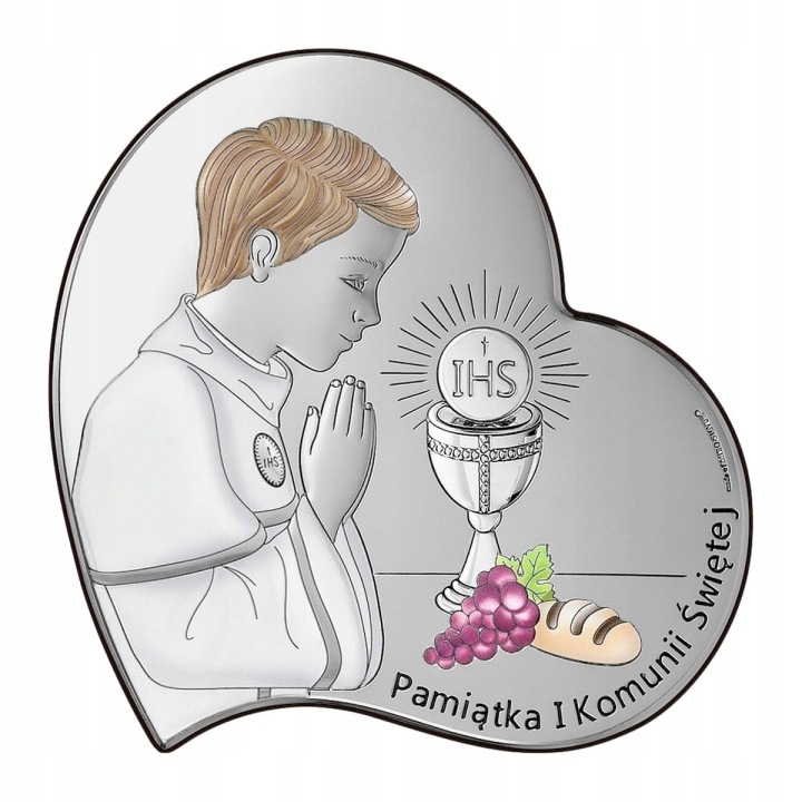 Сувенір першого причастя Святої для хлопчика картинка срібляста з Гравіюванням — фото 2