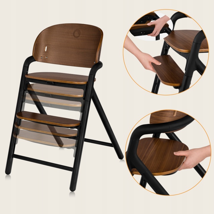Lionelo Celia - стільчик для годування зростаючі з дитиною | Чорний Wood — фото 4