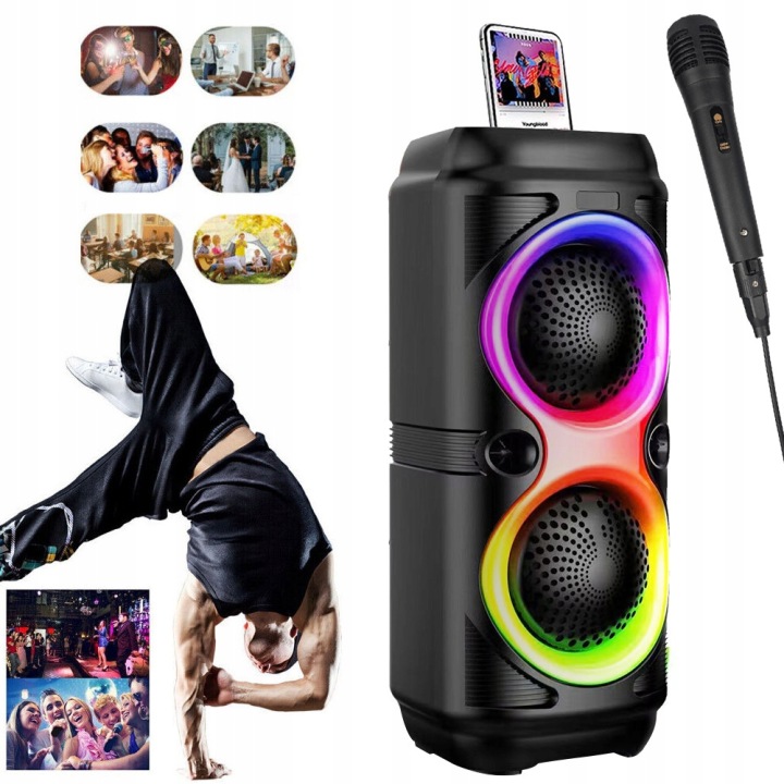 Портативна колонка BLUETOOTH 4" RGB сабвуфер бездротовий з мікрофон — фото 10