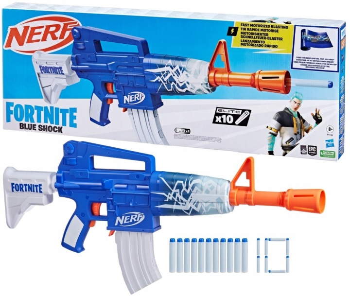 NERF FORTNITE пістолет гвинтівка M16 синій SHOCK 10 стрілок F4108 — фото 2