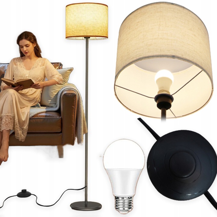 Moderní Podlahová Stojací Lampa S Led Žárovkou 156 CM E27 6500K