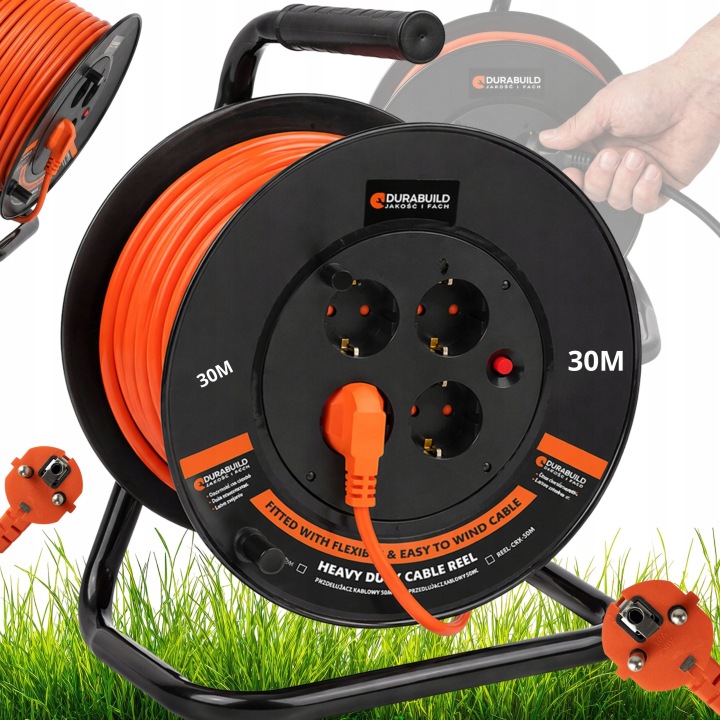 Buben Navíječ Kabelu Prodlužovacího Kabelu 30M 2x1,5 Zahradní