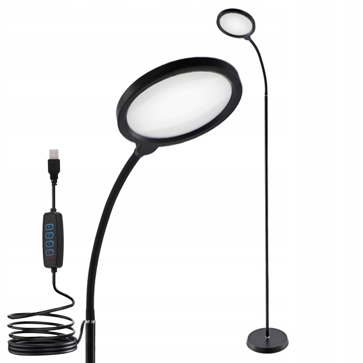 Stojací Led lampa 10W Noční lampička na čtení, vypínač, 3 barvy