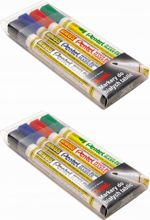 PENTEL маркер сухостиральний MW85 набір 4 кольори для білих дошок у чохлі — фото 14