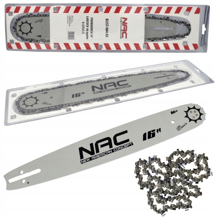 Set Nac Vodítko 16" Řetěz 66 Článků 0.325x1,5 Pro Motorovou Pilu