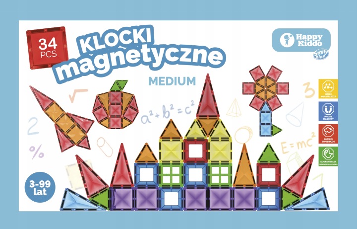 Магнітний конструктор medium 34 ел. Версія Дорожня Happy Kiddo 3+