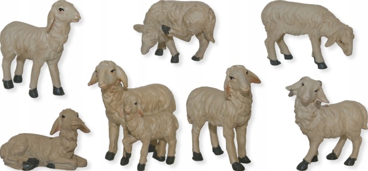 Figurky do Betléma '7 různé ovečky' – max. 4,9 Cm vysoké, pro postavy 10-12 cm