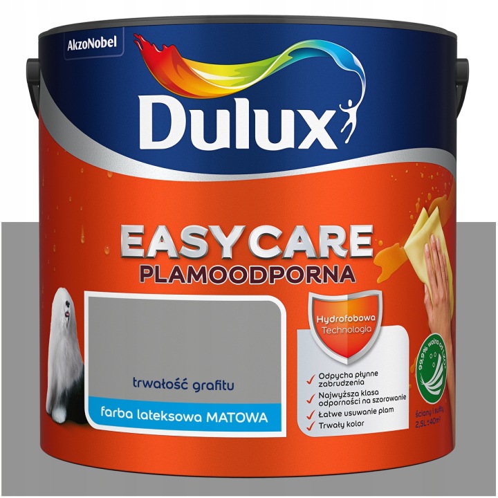 Barva na stěny stropů odolná proti skvrnám Dulux Easycare Trvanlivost grafitu 2,5 l