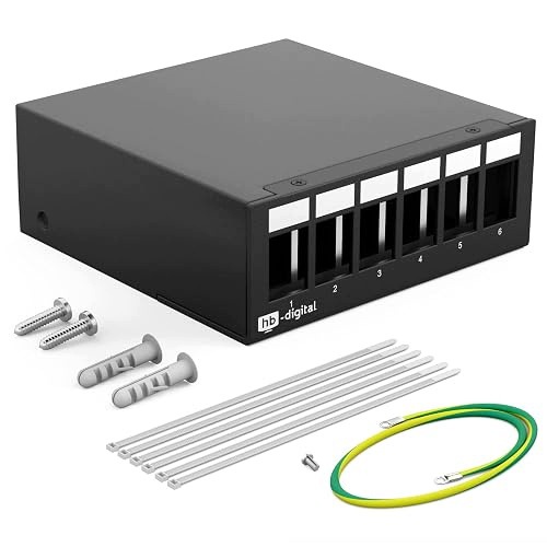 Панель кросова 6 портовий KEYSTONE RJ45 RJ11 HDMI USB металевий монтаж настінний — фото 2