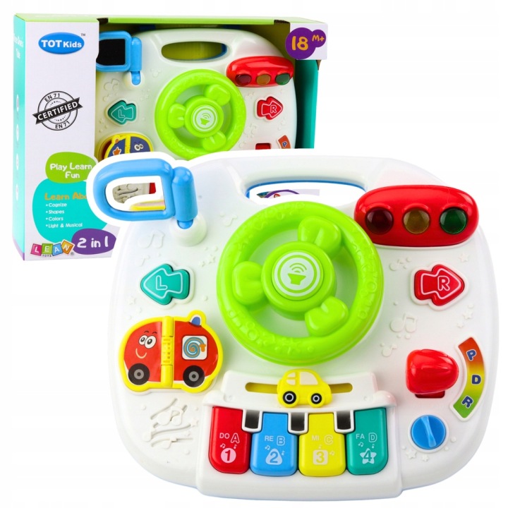 Для найменших 2 в 1 столик розвивальний кермо вогні
