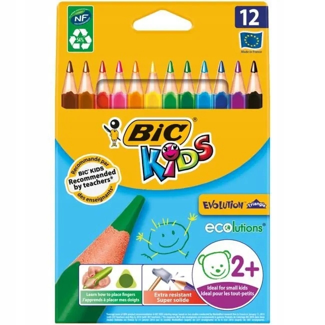 Олівці кольорові трикутні BIC Kids Evolution 12 шт. — фото 6