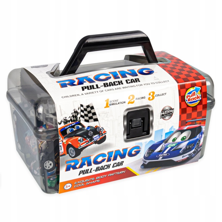 LARGE SET OF RACING CARS RESORAKI METAL CARS + CHEST MAP Brand click4TOYS