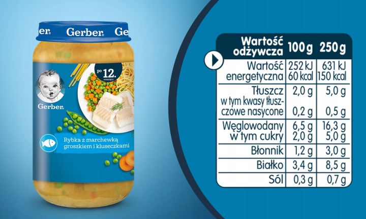 Обід Gerber Рибка з морквинкою горошком і галушками для дітей 250 г — фото 2