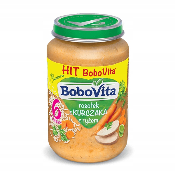 BOBOVITA страва в баночці, Бульйон з курчати з рисом, 6 міс.+ 190 г - — фото 2