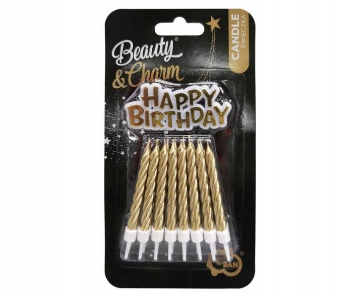 Золоті свічки на день народження Happy Birthday B&C - 16 шт. для особливого свята — фото 2
